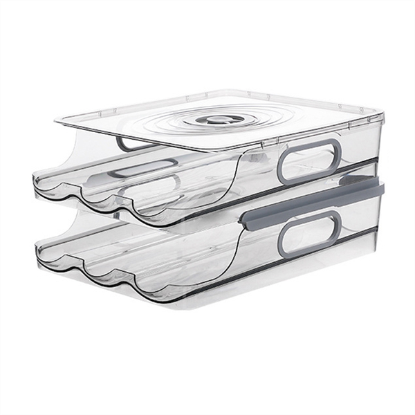 2 Layer Storage Egg Container For Refrigerator With Lid&amp;Time Scale