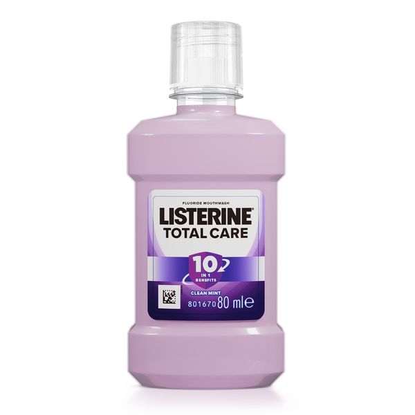 Listerine Total Care Fluoride Mouthwash, Milder Taste, 80ml