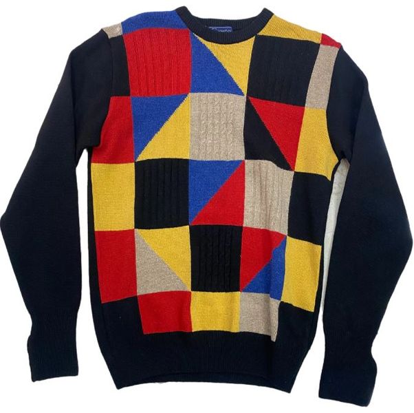 Grant - ST52234 Mens Black/Multi Color Wool Jersey