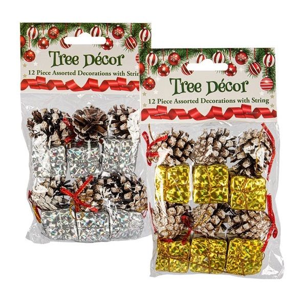 Christmas Tree Decor 24 Piece (3cm) Silver &amp; Gold