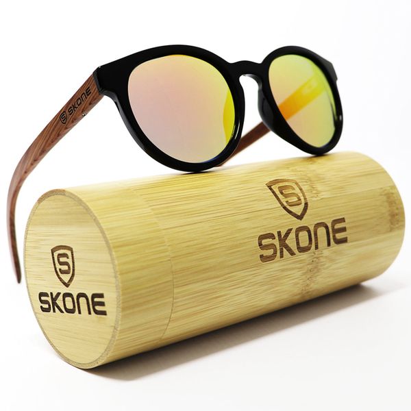 Skone Maundays Round UV400 Polarized Rosewood Sunglasses - Red Mirrored