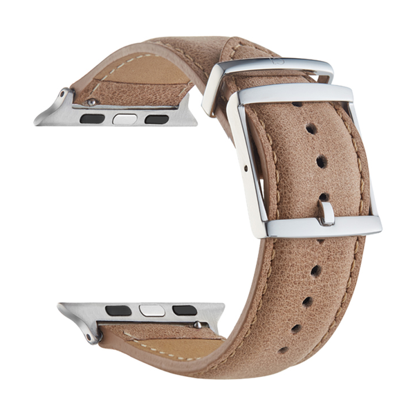 Premium Leather Strap for Silver 45mm Apple Watch Series 7 - Sandstone