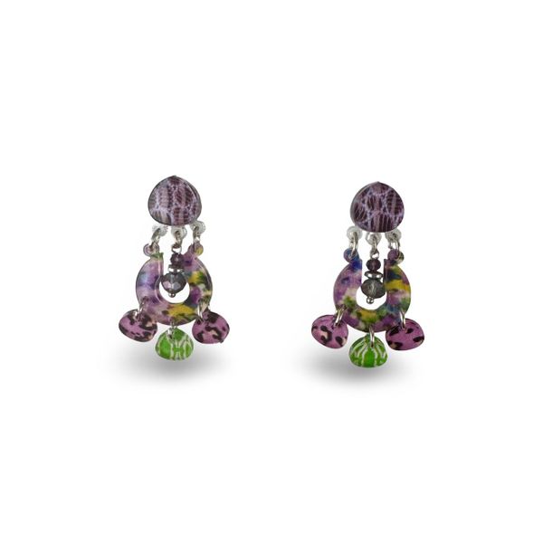 Lilly K Designs 187 Purple, Green &amp;Lilac Plexiglass Drop &amp; Dangle Earrings