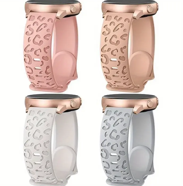 4x Leopard Engraved Silicone Watch Bands Compatible with Samsung Galaxy