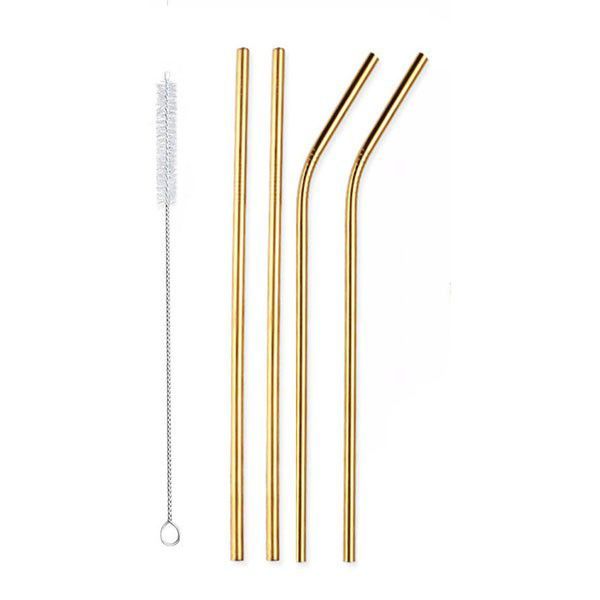 Stainless Steel Straws (4 Piece) - Gold