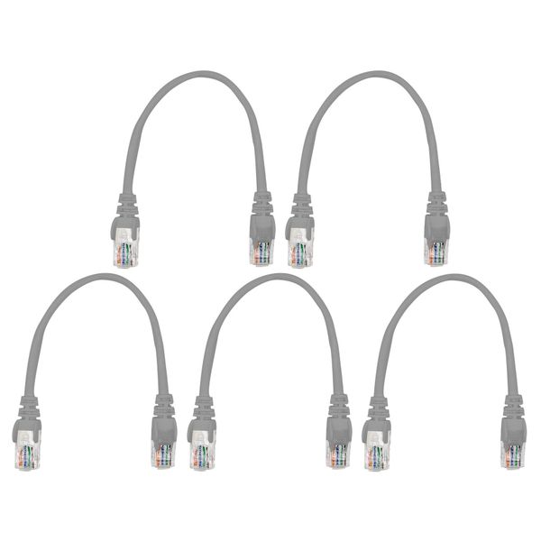 Linkbasic: 5 PACK: 22cm Cat5e Flylead Ethernet Network Patch Cable - Grey
