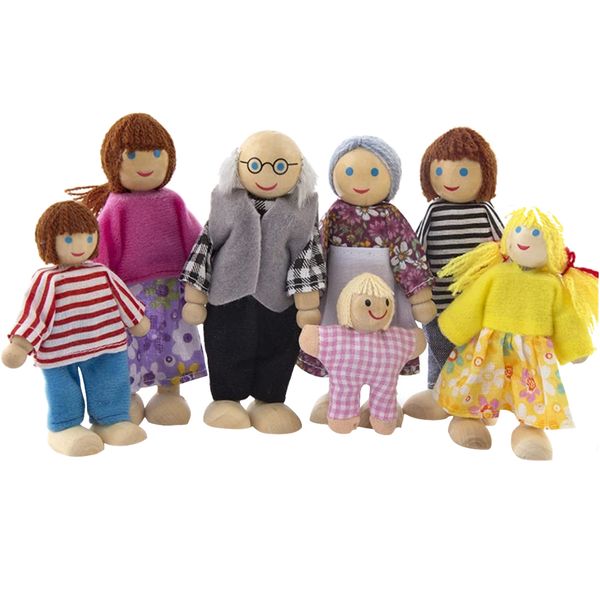 Toy Kiddies Mini Figurine Doll Family Grey Set of 7