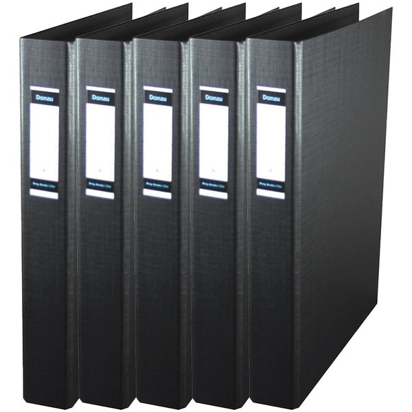 Donau A4 Ring Binder File 30mm - 2 ring, Black (Pack of 10)