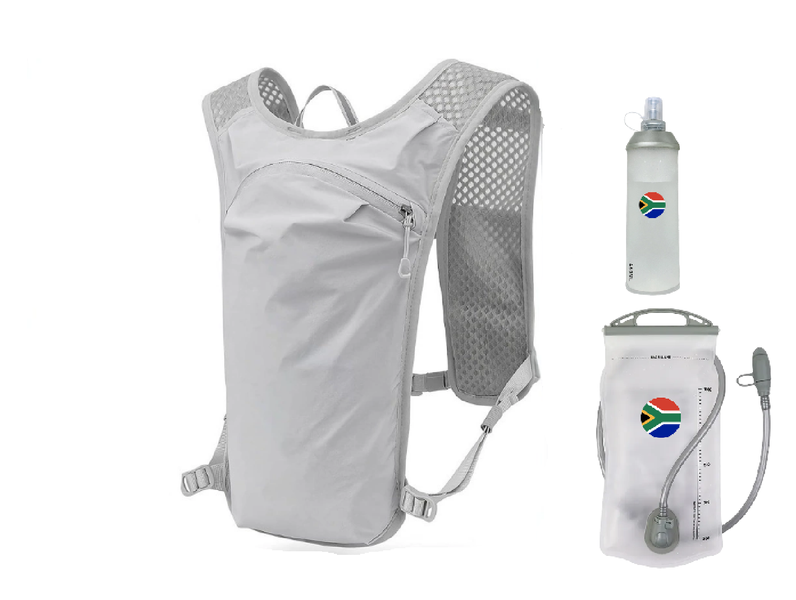Sports Hydration Backpack Set with Hydration Bladder &amp; Water Bottle-Grey