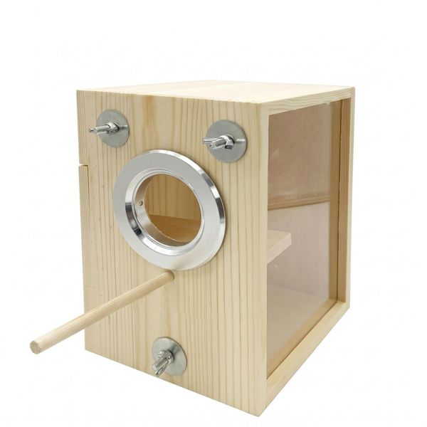 Transparent Parakeet Nesting Box Natural Wood Bird House