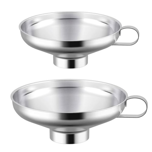Kitchen Stainless Steel Wide Mouth Funnel Set of 2 - Gold