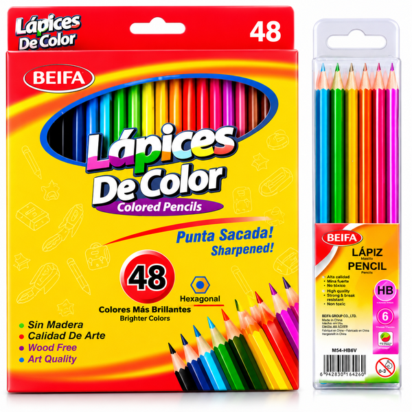BEIFA 48 Colour Pencils Set with Bright Art Colors