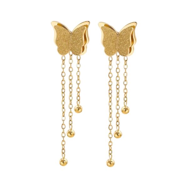 Women's Butterfly Design Drop and Dangle Earrings - Gold