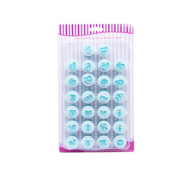Pack Of 26 Lowercase Alphabet Fondant Cutters - White/Blue