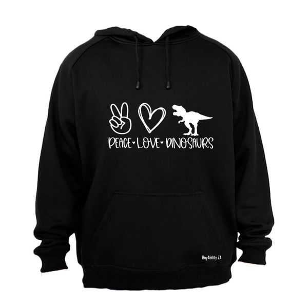 Peace. Love. Dinosaurs - Mens - Hoodie - Grey