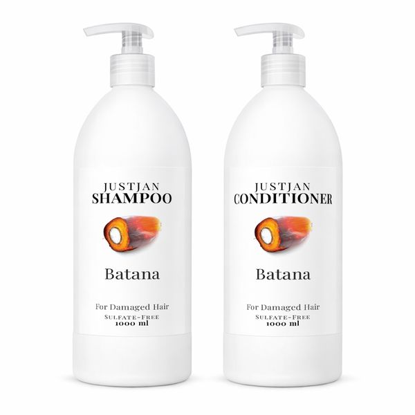 Justjan Batana Shampoo &amp; Conditioner Set - 1L + 1L | For Damaged Hair