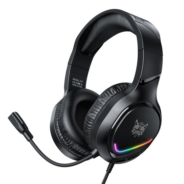 ONIKUMA X31 USB / 3.5mm Wired RGB Light Gaming Headset With Mic- Black