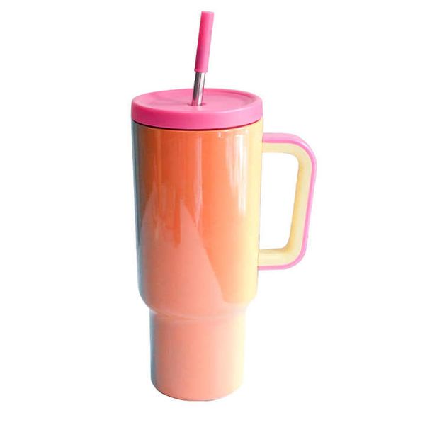 Stainless Steel Travel Coffee Mug with Handle &amp; Straw 1L