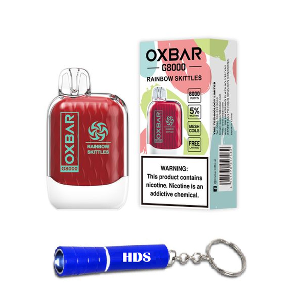 OXBAR 8000 Puff Rechargeable Disposable - Rainbow Skittle with HDS Torch