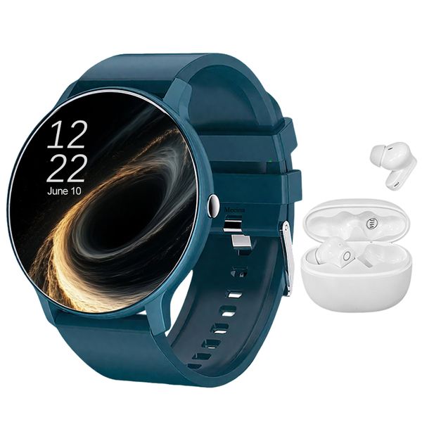 Blue Smartwatch &amp; Bluetooth Earbuds Combo for Fitness &amp; Daily Use