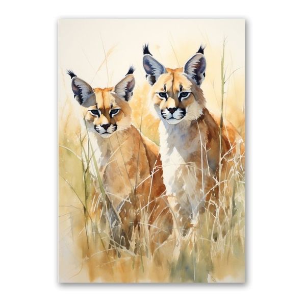 Watercolour Rooikat Canvas Abstract Wall Art