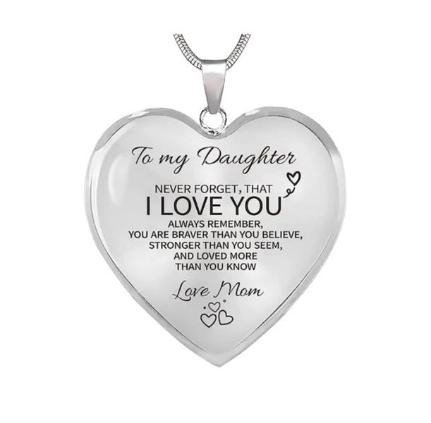 1 Piece - To My Daughter Engraved Heart Shaped Pendant Necklace