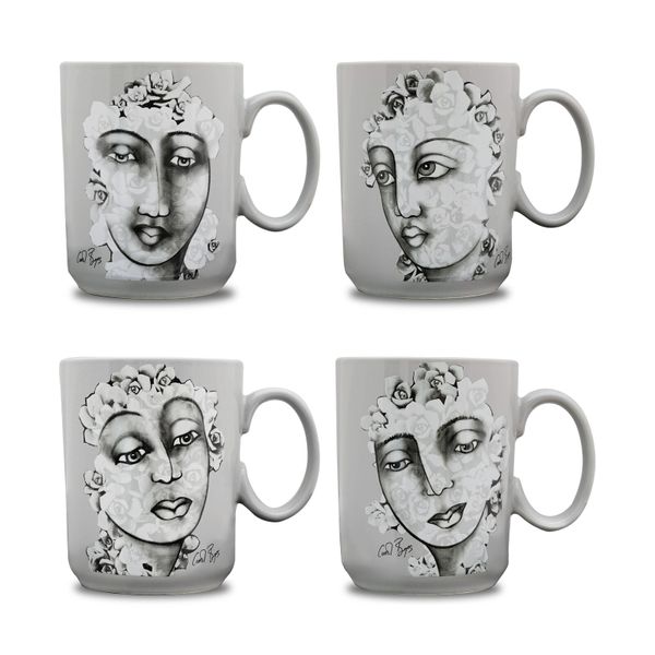 Carrol Boyes Mug Set of 4 - Succulent Faces