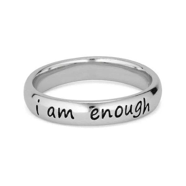 Stainless Steel Gifts Powerful words "I am enough" round band ring