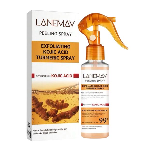 Body Peeling Spray Kojic Acid &amp; Turmeric Exfoliator for Smooth, Bright Skin
