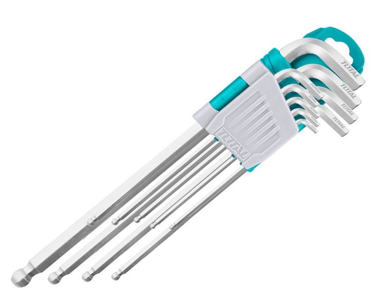Total Tools Ball Point Hex Key 9Pcs Industrial 1.5-10mm Long Arm