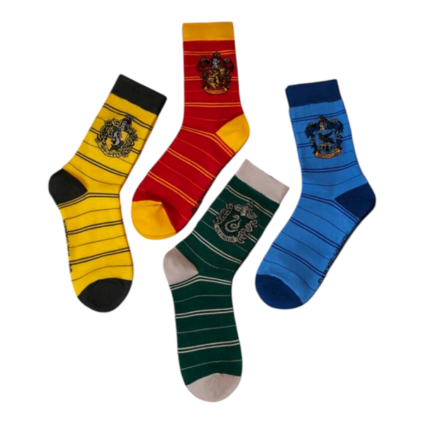 Harry Potter Hogwarts House Mid-Calf Socks Collection - 4-Pair Gift Set