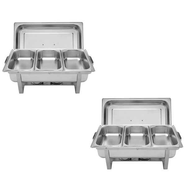 Stainless Steel Chafing Dish with 2 Triple Burners - Elegant design