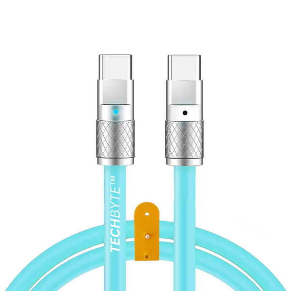 TechByte USB-C to USB-C Cable -Zinc Alloy Design - 120W Rapid Charge - Mint