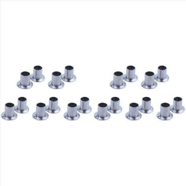Wardrobe 25mm Tube Stainless Steel Rail Rod End Support Bracket 20Pcs