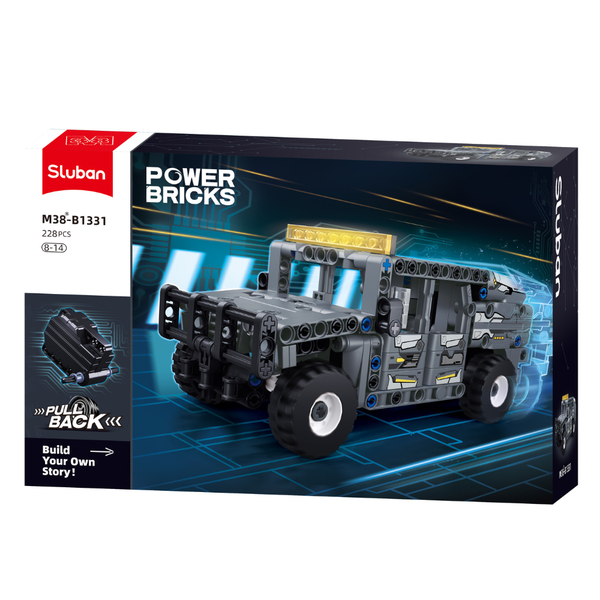Sluban Building Set: Power Bricks - Pullback Hummer Car - 228 Pieces