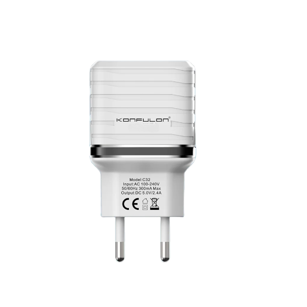 KONFULON - C32 - 240V Dual USB Port Charging Adapter - White