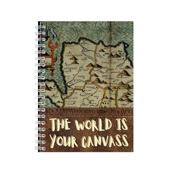 Canvas A5 Notebook Spiral and Lined with Travel Graphic Notepad Present 103