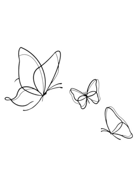 1 Piece - Watercolour Butterfly Temporary Tattoo - Black