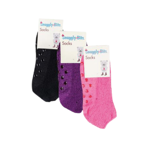 Snuggly Bits Socks - Assorted Fluffy Socks with Grip - Set of 3