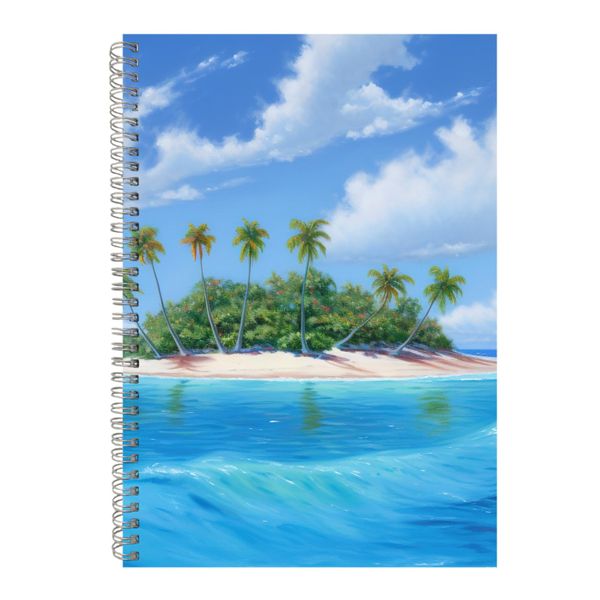 Island2 A4 Notebook Spiral Lined Tropical Island Graphic Notepad Present102