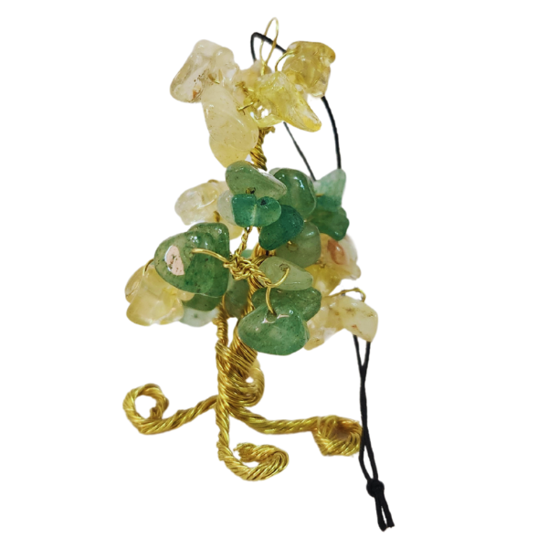 Citrine &amp; Green Aventurine Gem Tree Rearview Mirror Charm