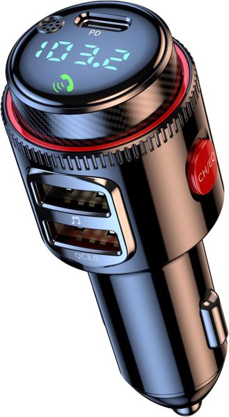 Car Bluetooth Adapter Wireless FM Transmitter USB C&amp;QC3.0 Dual Fast Charger