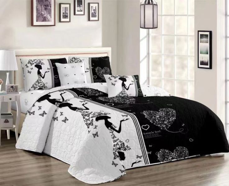 Bedspread Set Queen 5 Piece Microfiber Butterfly Lady