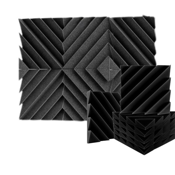 Acoustic Foam+ Echo-Less Diagonal Grey Panels 30x30x5cm (Pack of 6)