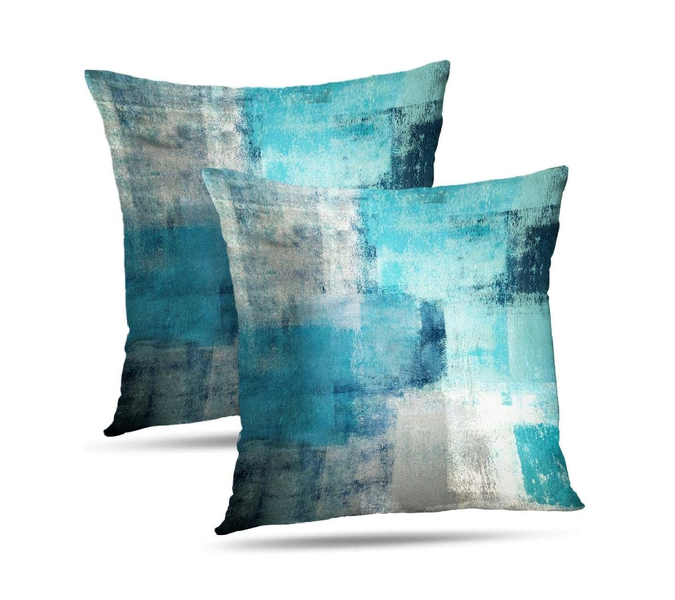 2 Pack Turquoise and Grey Home Decorative Throw Pillow Cases for Sofa