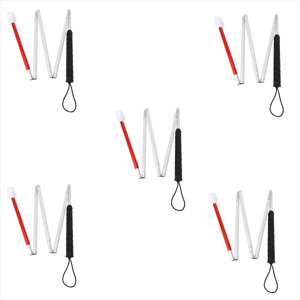 Aluminum 4-Sec Folding Cane With Rolling Tip For Blind Walking Stick