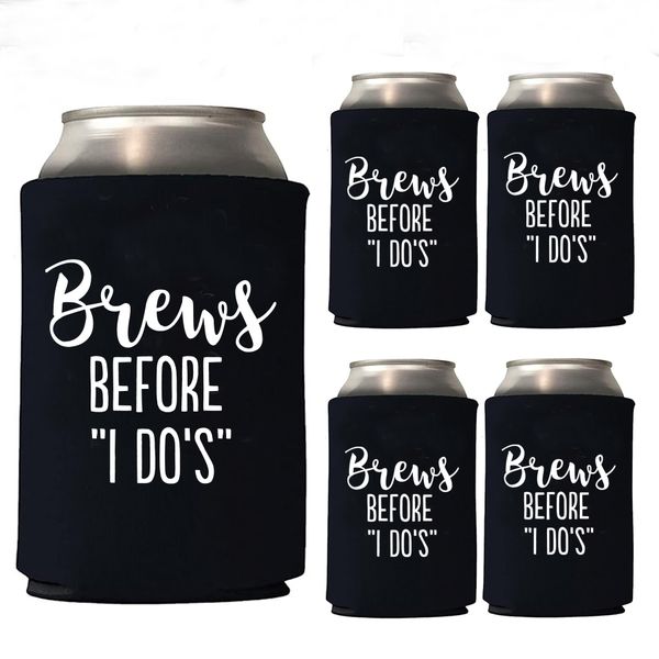 Black brews before i do's can cooler koozies for bachelor party - set of 5