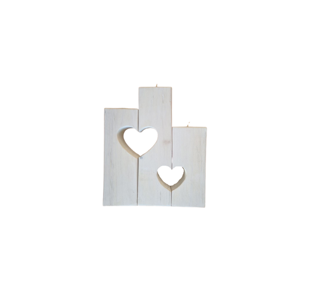Wood Candle Holder - Hearts