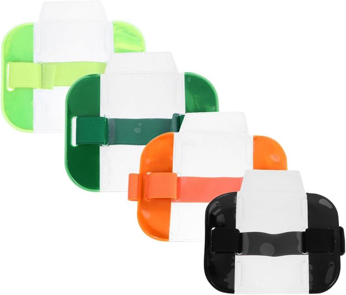 4pcs Security Arm Badge Holders, Plastic Armband Card Holder with Elastic