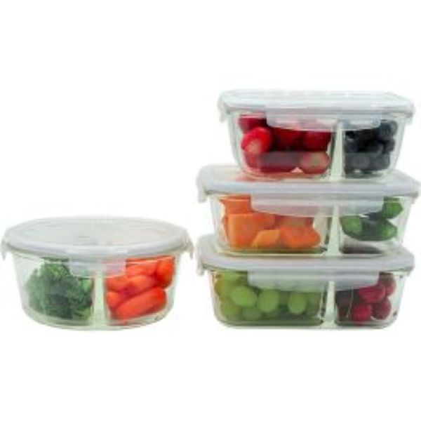 Claire's Glass Locking Lids Food Storage Containers Set Of 4